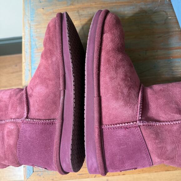 L.L. Bean Wicked Good Shearling Boots Size 7 Short Purple Pull On Cozy Classic - Picture 6 of 7